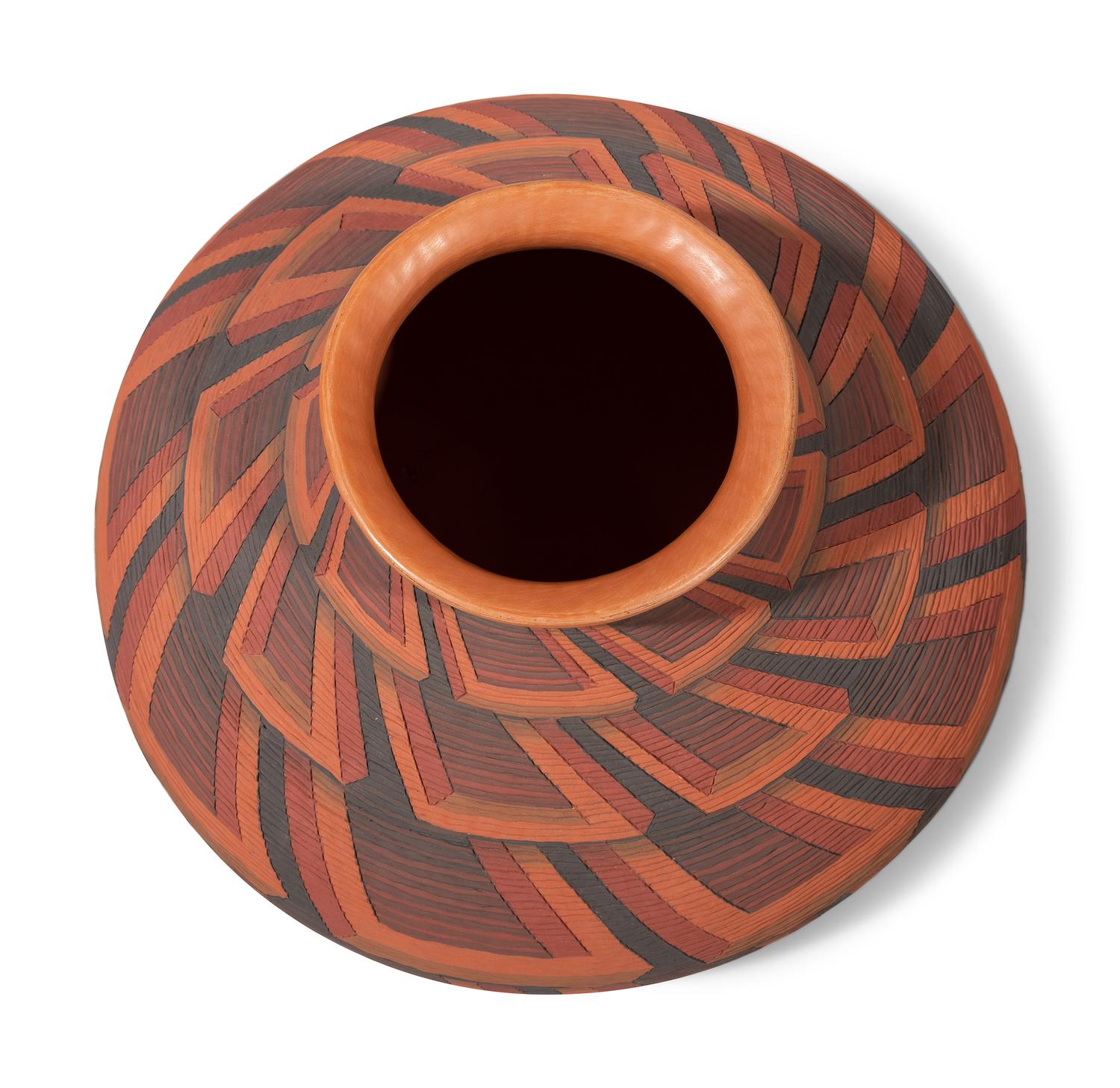 Corrugated Polychrome Pottery Jar