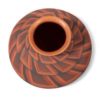 Corrugated Polychrome Pottery Jar