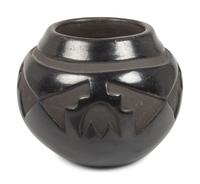 Carved Blackware Pottery Jar