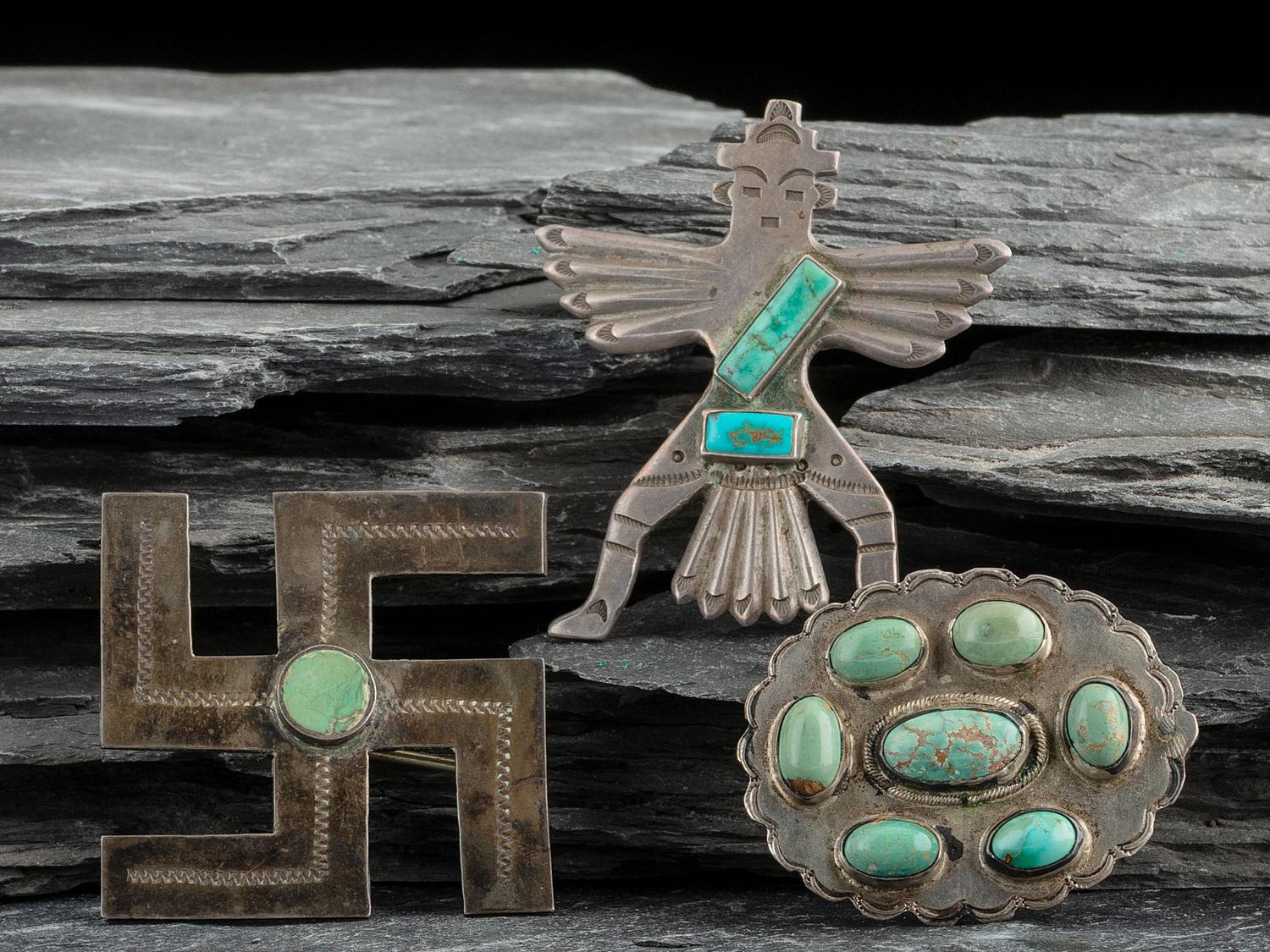 Navajo Silver and Turquoise Pins / Brooches