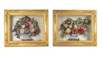 A Pair of Victorian Floral Dioramas
