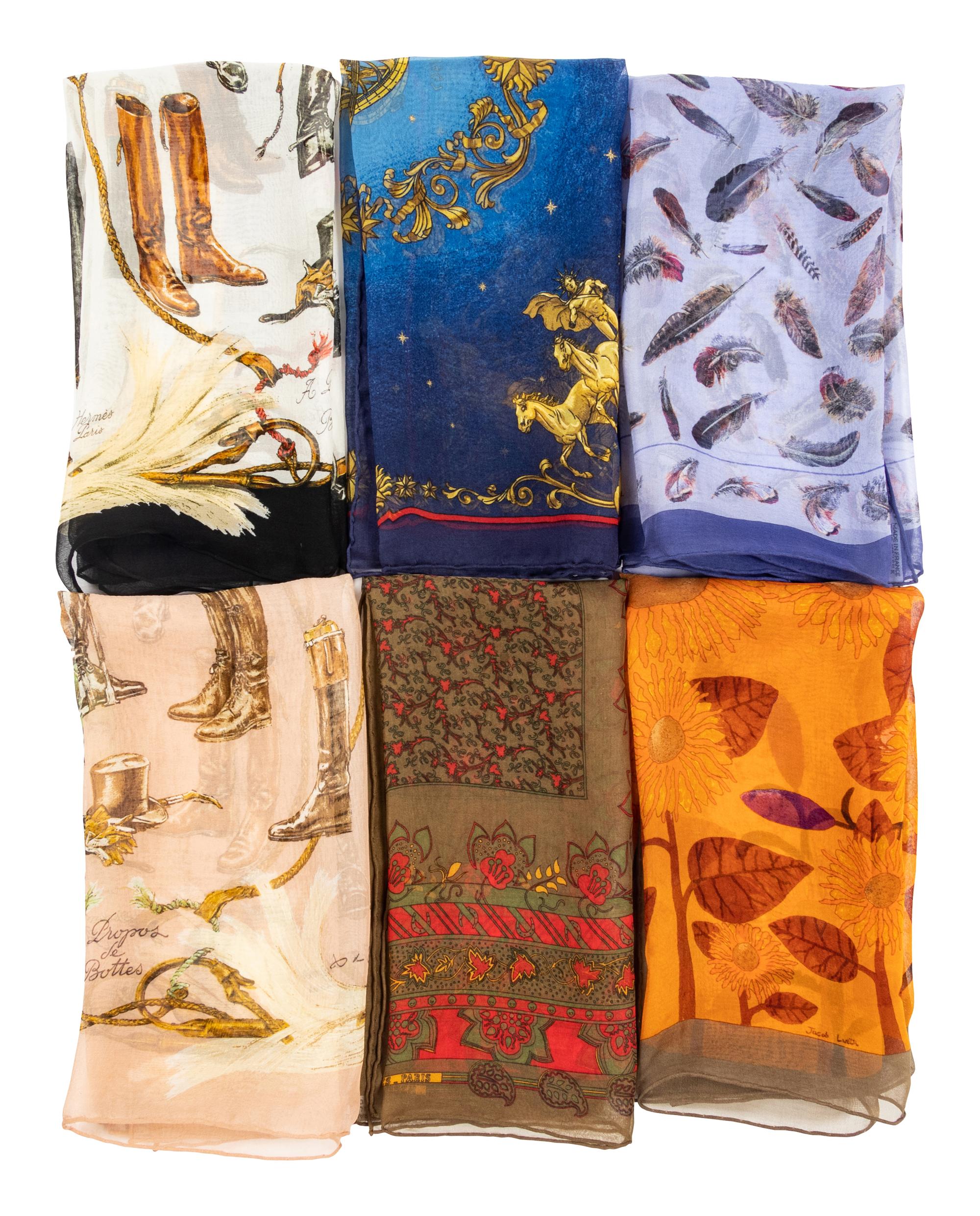 Six Hermès 16in Silk Handkerchiefs
