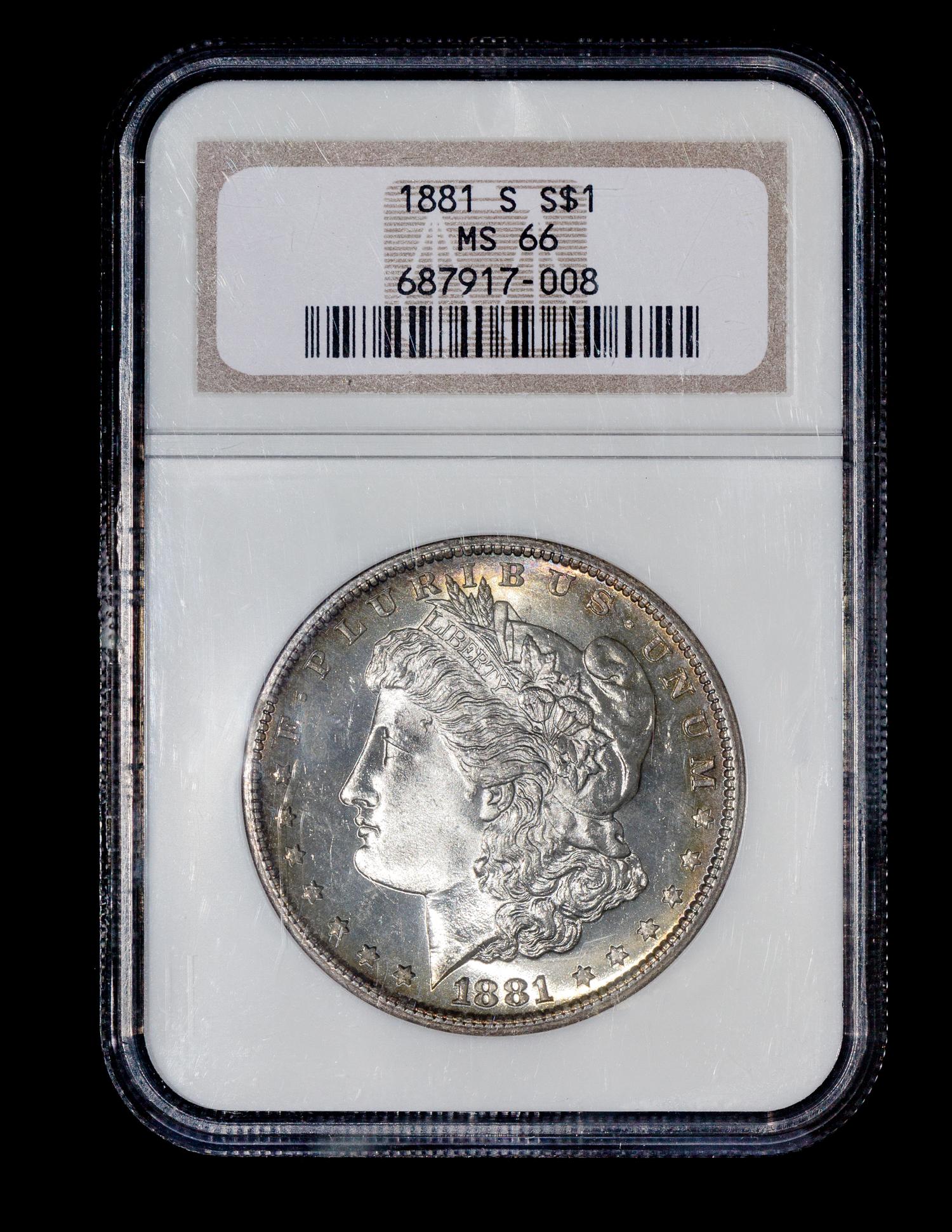 A United States 1881-S Morgan Silver $1 Coin — NGC graded MS66