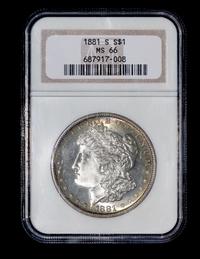 A United States 1881-S Morgan Silver $1 Coin — NGC graded MS66