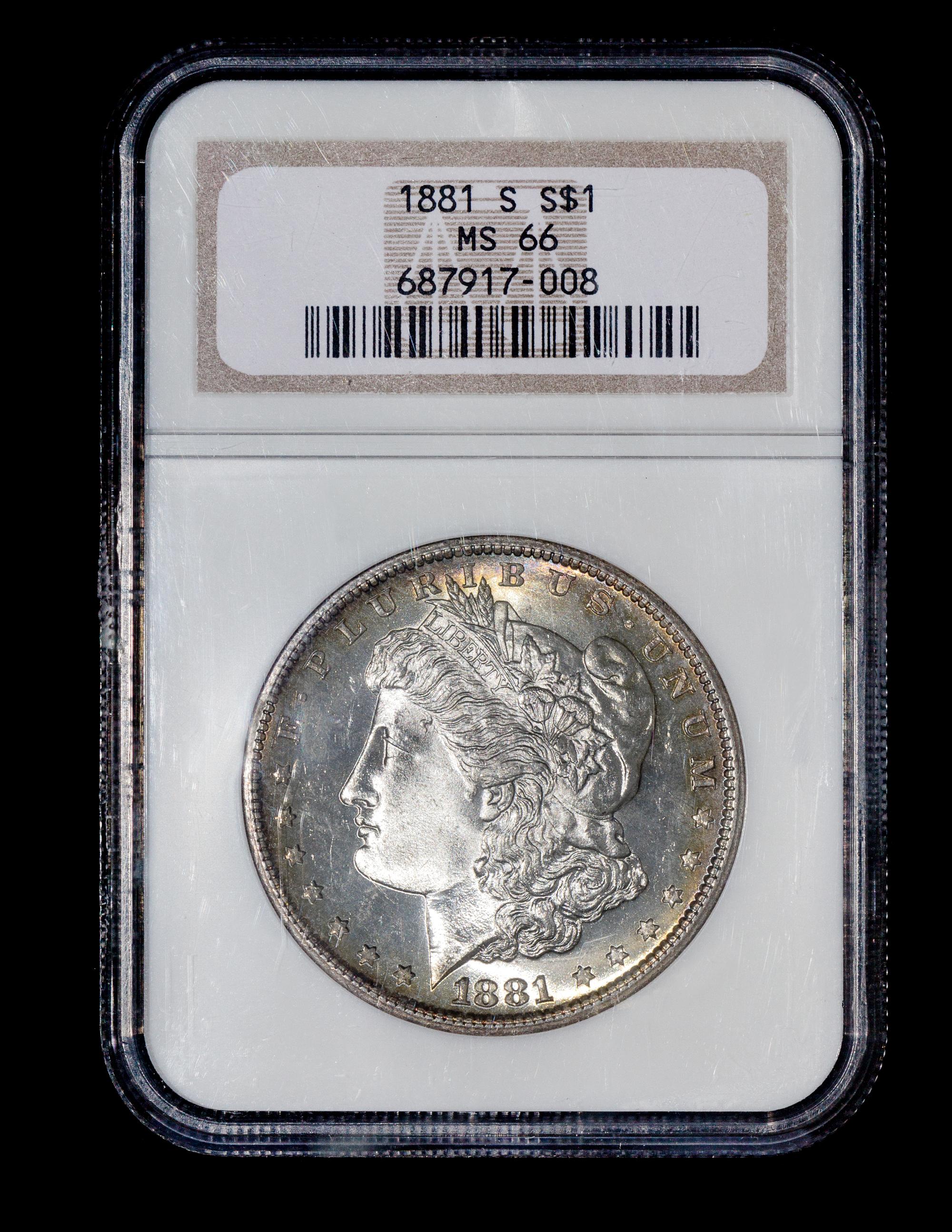 A United States 1881-S Morgan Silver $1 Coin — NGC graded MS66
