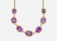 A Collection of 14K Yellow Gold and Amethyst Jewelry