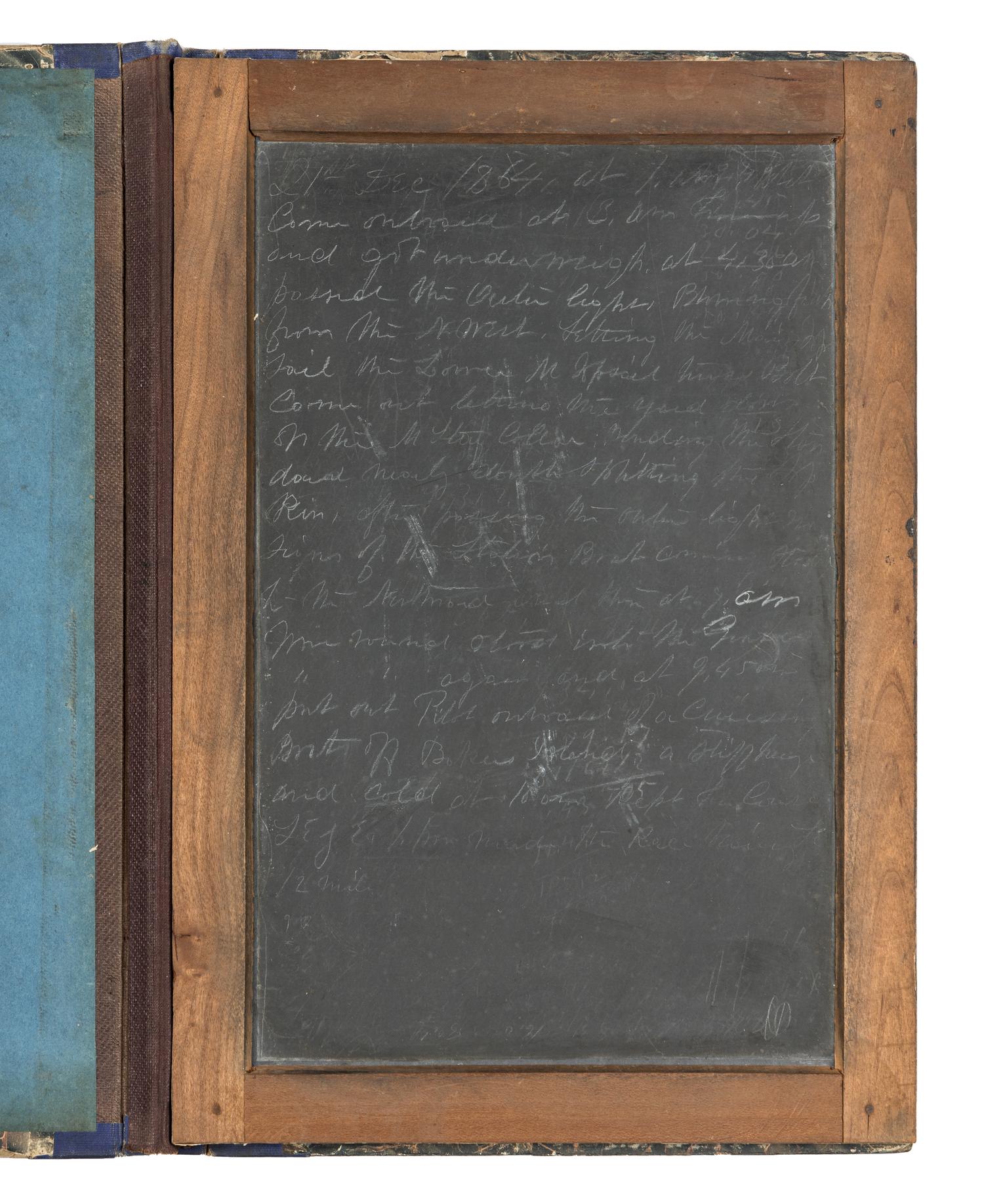 [MARITIME]. Slate deck log associated with Captain James K. Pritchard (1835-1864) of Newburyport, Massachusetts, and the East India Trade ship the Elcano .
