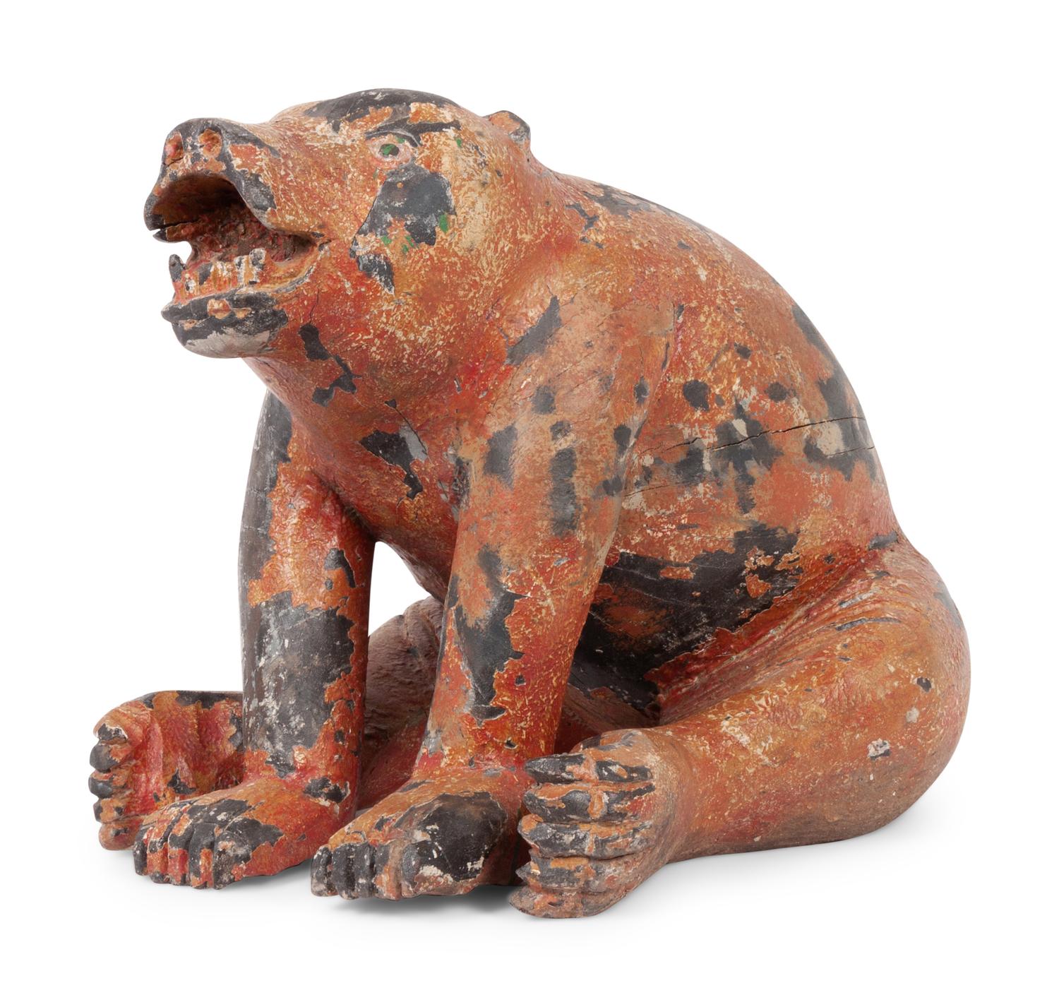 A Carved and Polychrome-Painted Folk Art Bear