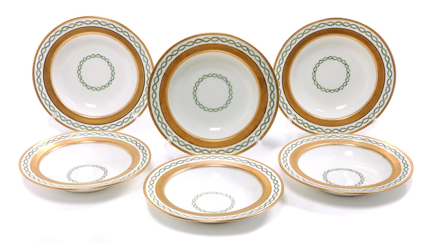 A Set of Six Mintons Soup Bowls Diameter 9 1/2 inches.