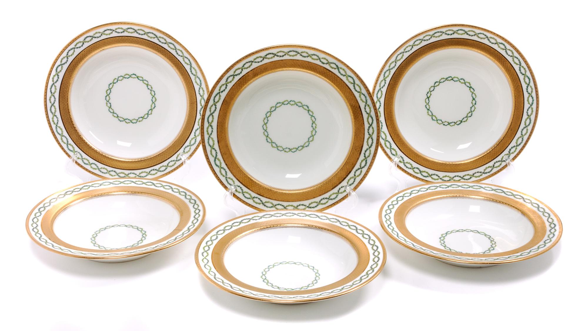 A Set of Six Mintons Soup Bowls Diameter 9 1/2 inches.