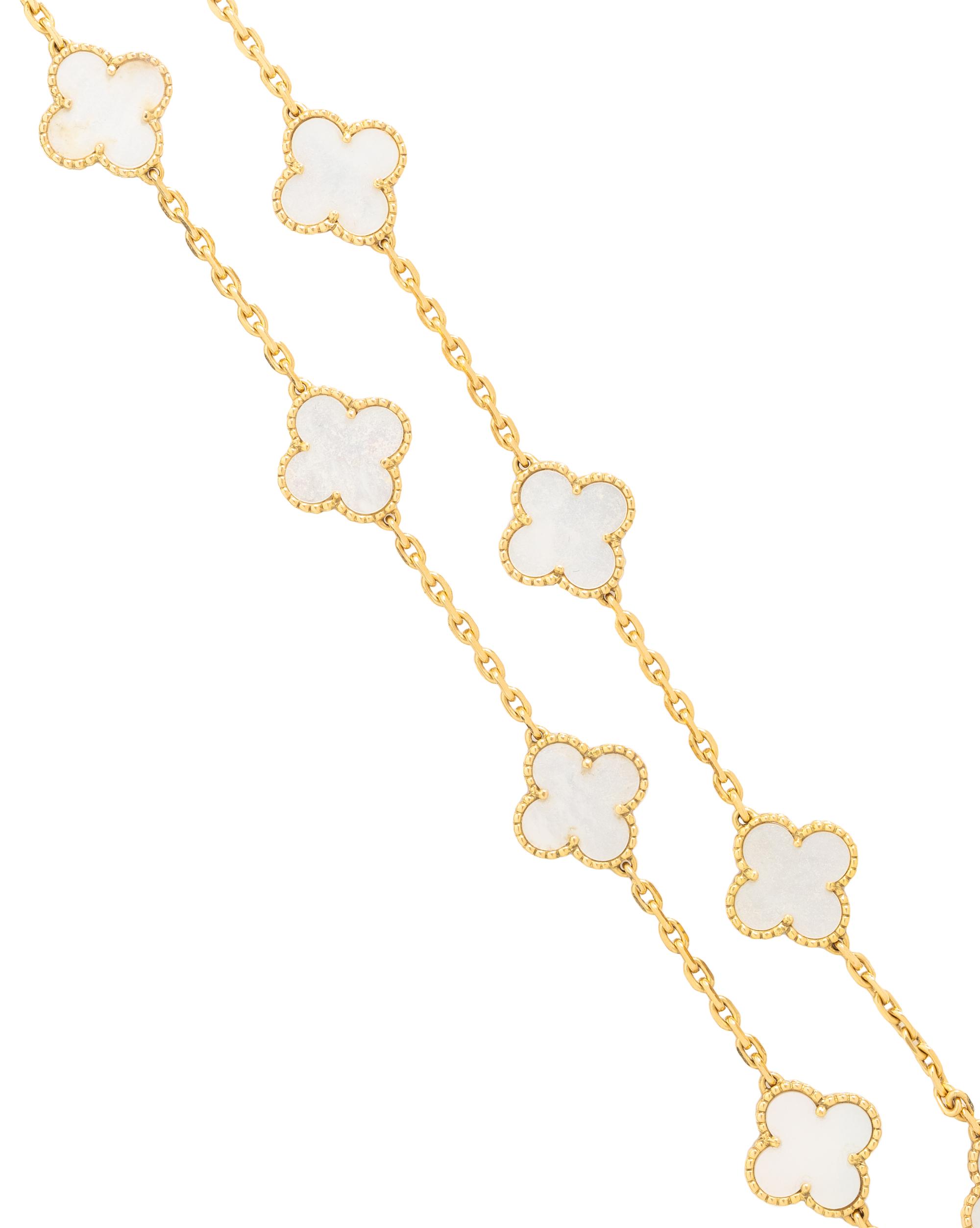 VAN CLEEF & ARPELS, YELLOW GOLD AND MOTHER-OF-PEARL 'VINTAGE ALHAMBRA' NECKLACE