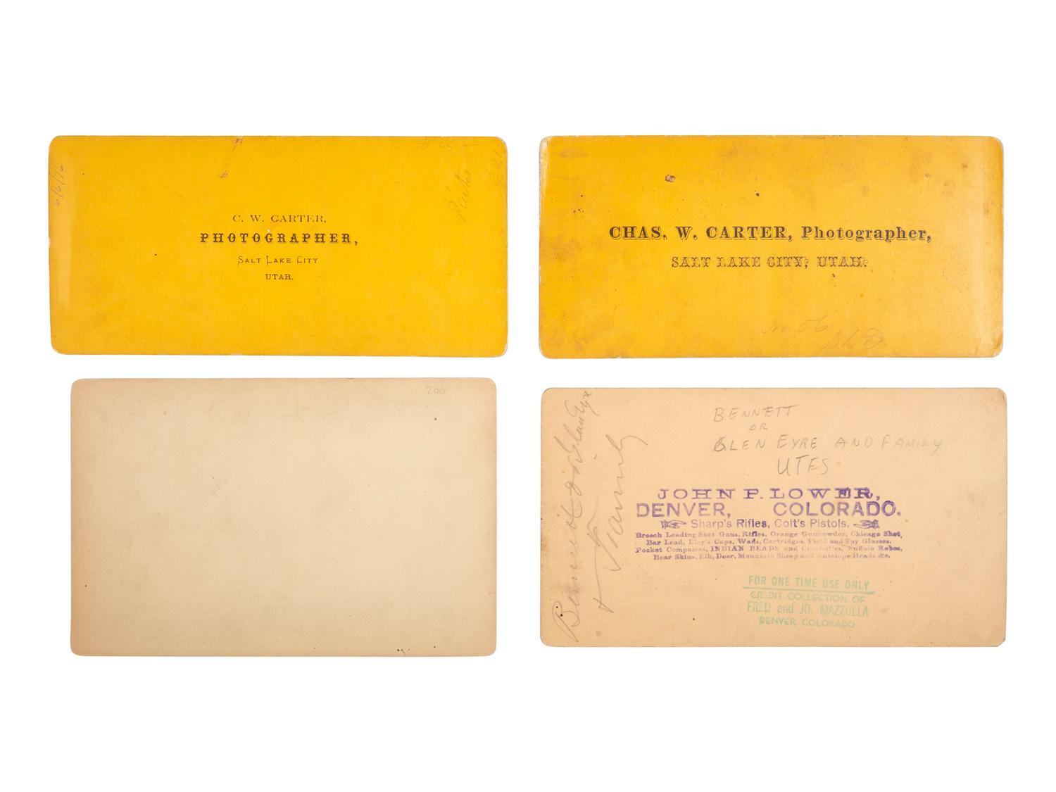 [NATIVE AMERICANS]. 6 stereoviews of Ute and Paiute Indians, incl. examples by CARTER and HILLERS.