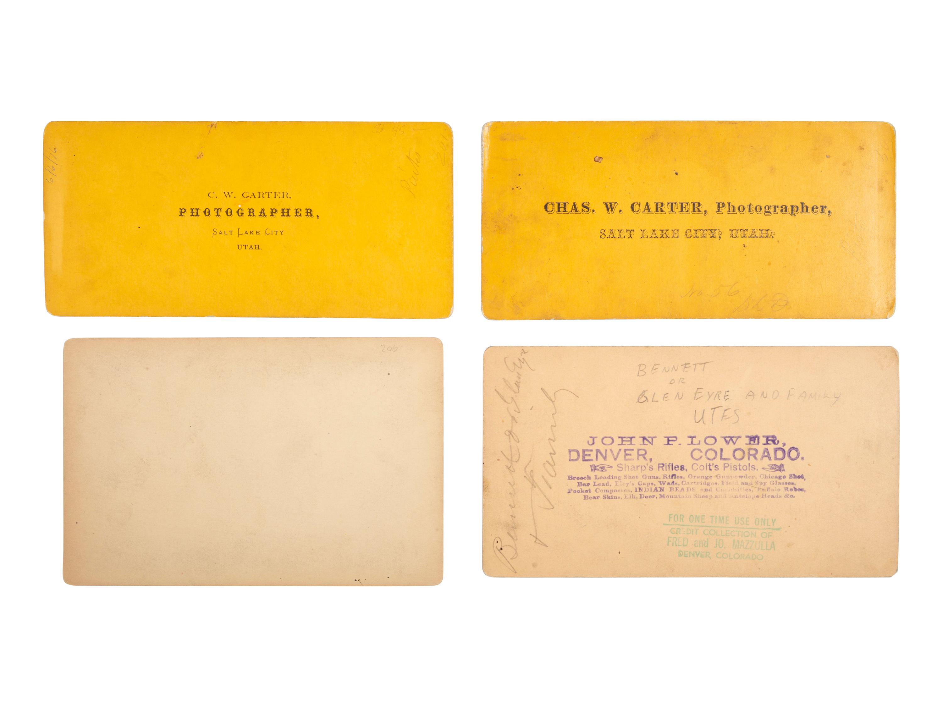[NATIVE AMERICANS]. 6 stereoviews of Ute and Paiute Indians, incl. examples by CARTER and HILLERS.