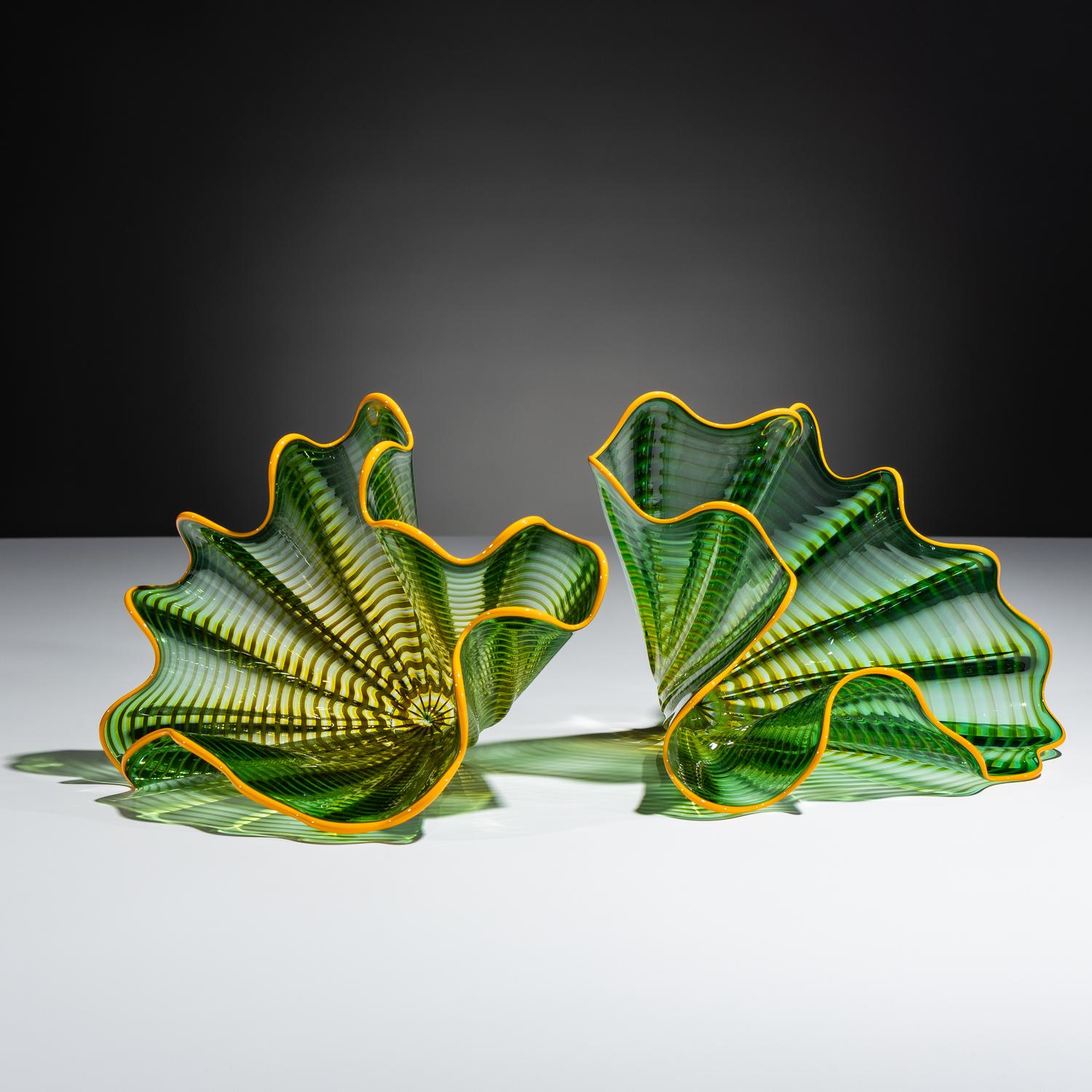 Dale Chihuly (American, b. 1941) — Green Persian set with Yellow Lip Wrap, 2018
