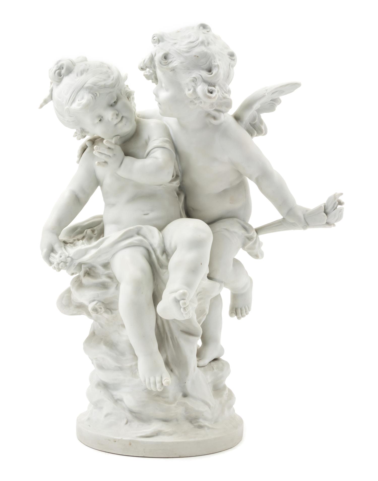 A Bisque Porcelain Figural Group Height 20 inches. — AFTER AUGUSTE MOREAU