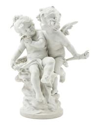 A Bisque Porcelain Figural Group Height 20 inches. — AFTER AUGUSTE MOREAU