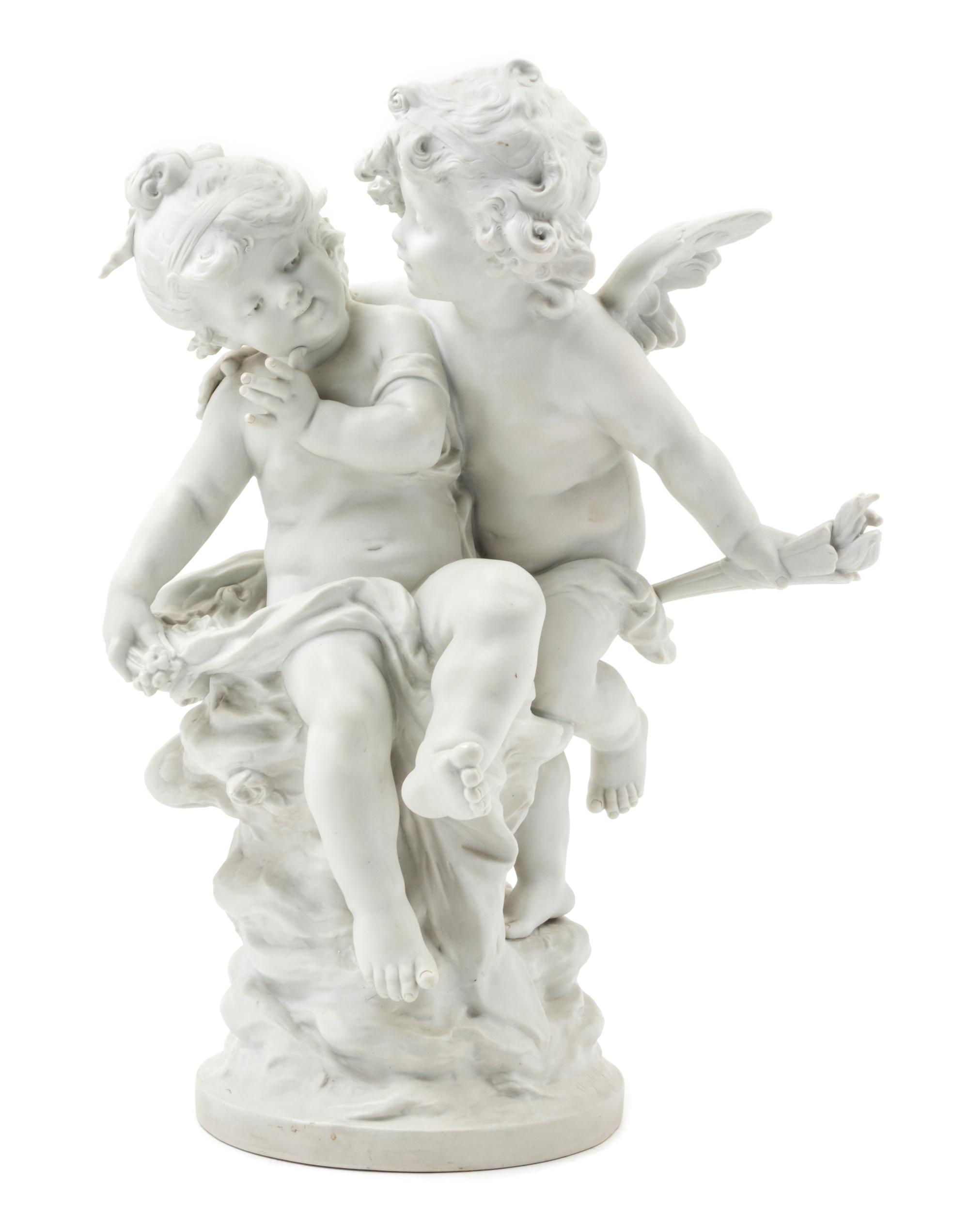 A Bisque Porcelain Figural Group Height 20 inches. — AFTER AUGUSTE MOREAU