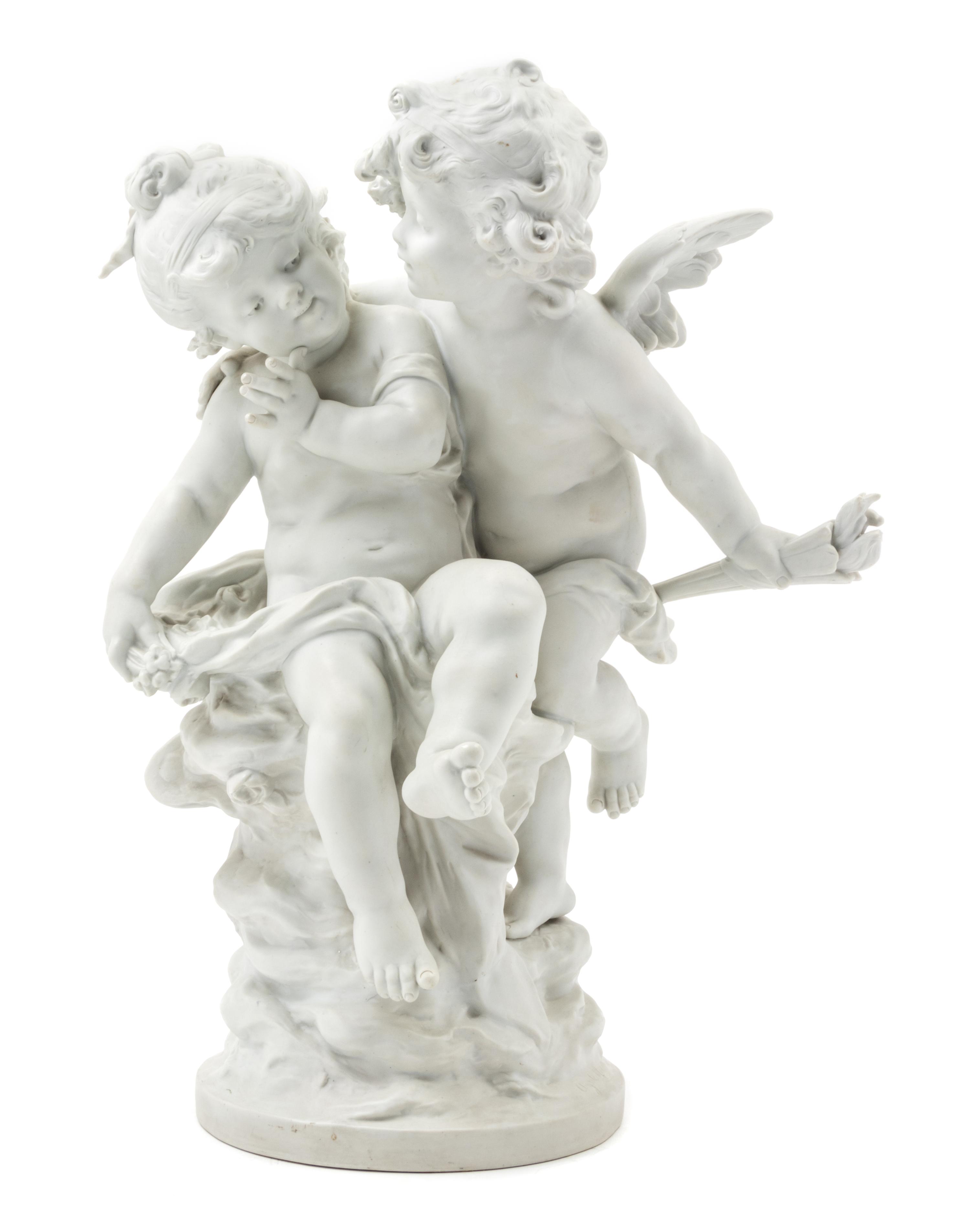 A Bisque Porcelain Figural Group Height 20 inches. — AFTER AUGUSTE MOREAU