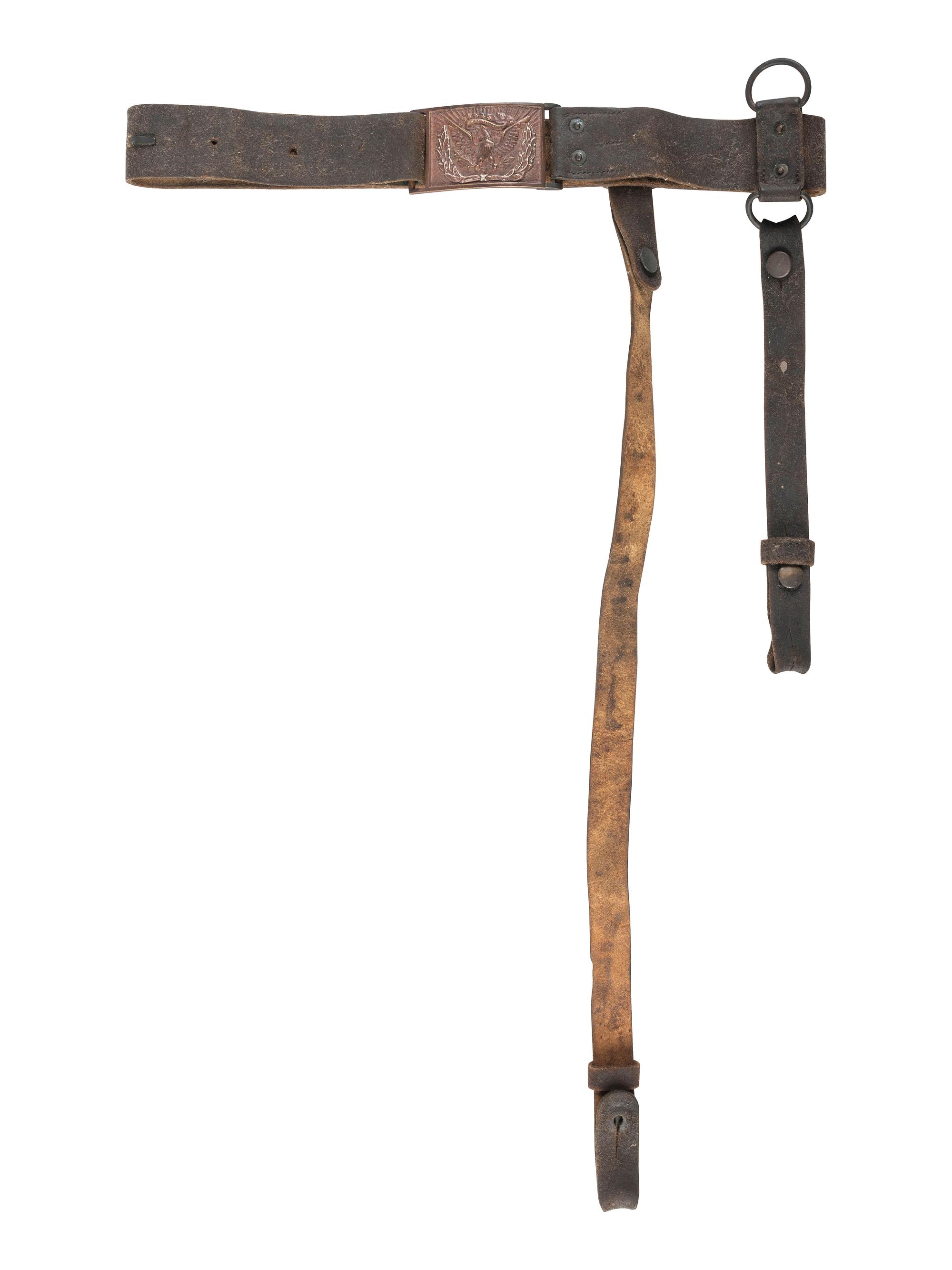[CIVIL WAR]. Ames light artillery cavalry saber dated 1864, cavalry sword belt, and documents belonging to Private Sidney Cole, Company G, 1st New York Dragoons.
