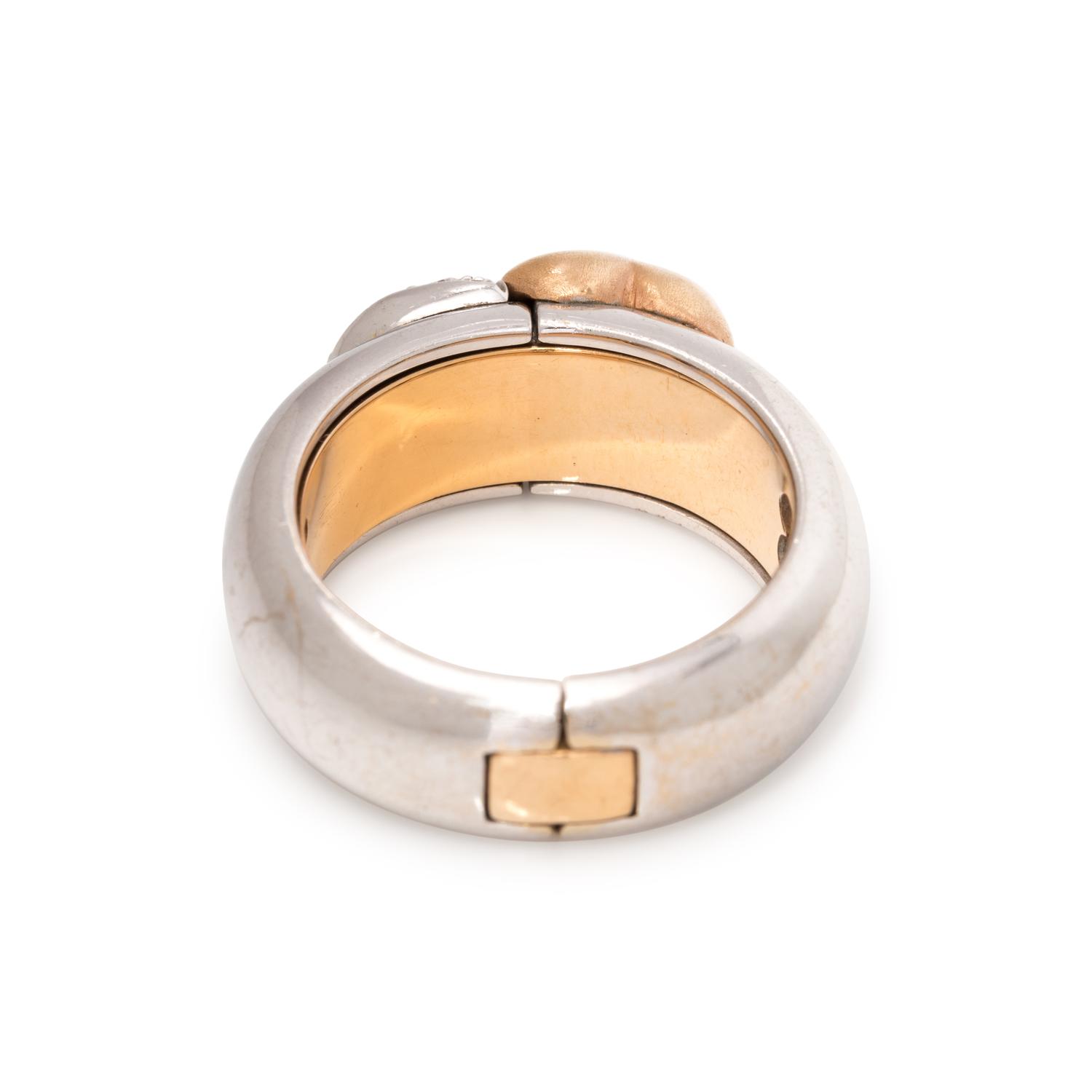 BICOLOR GOLD AND DIAMOND HEART 'I LOVE YOU' RING