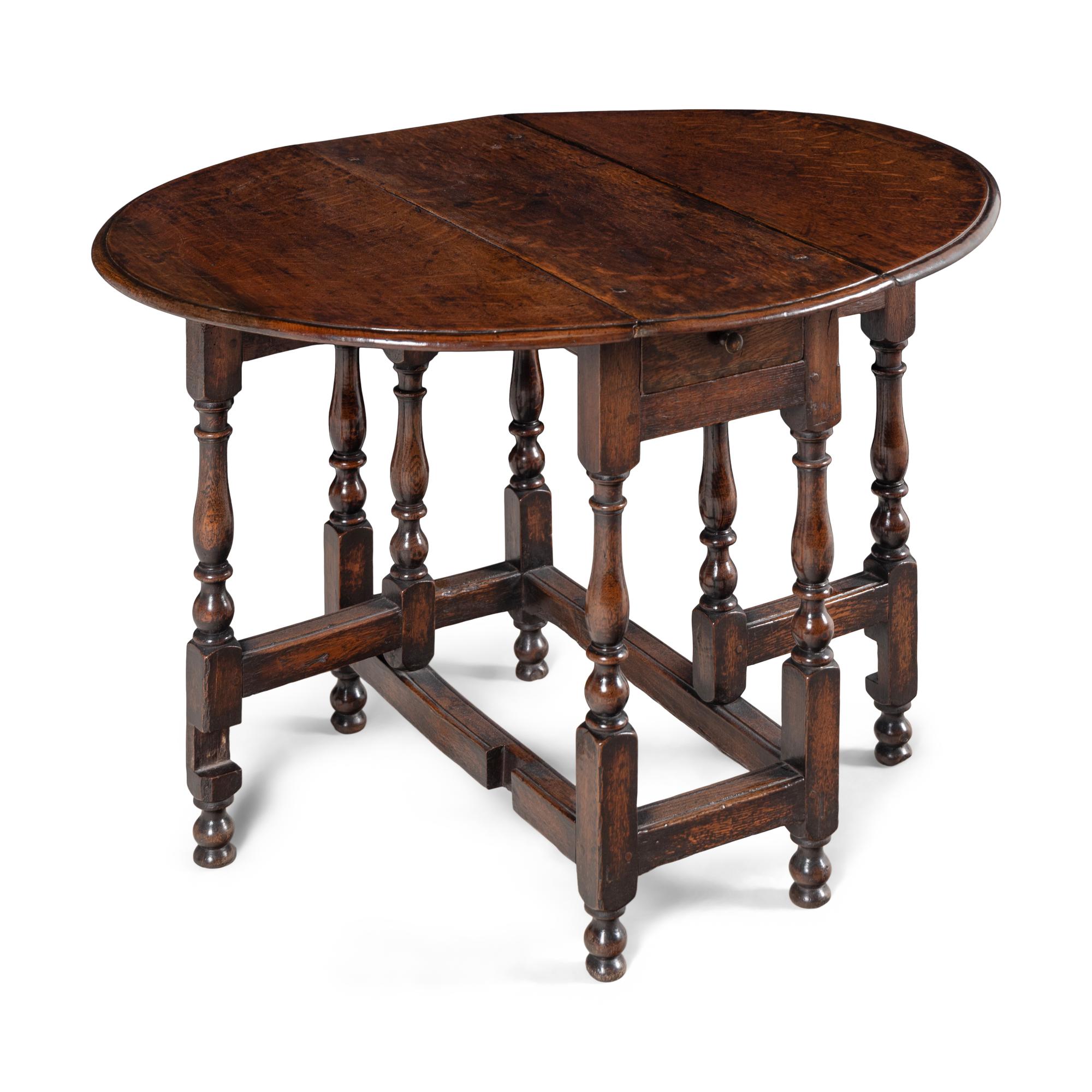 A William and Mary Oak Dropleaf Table