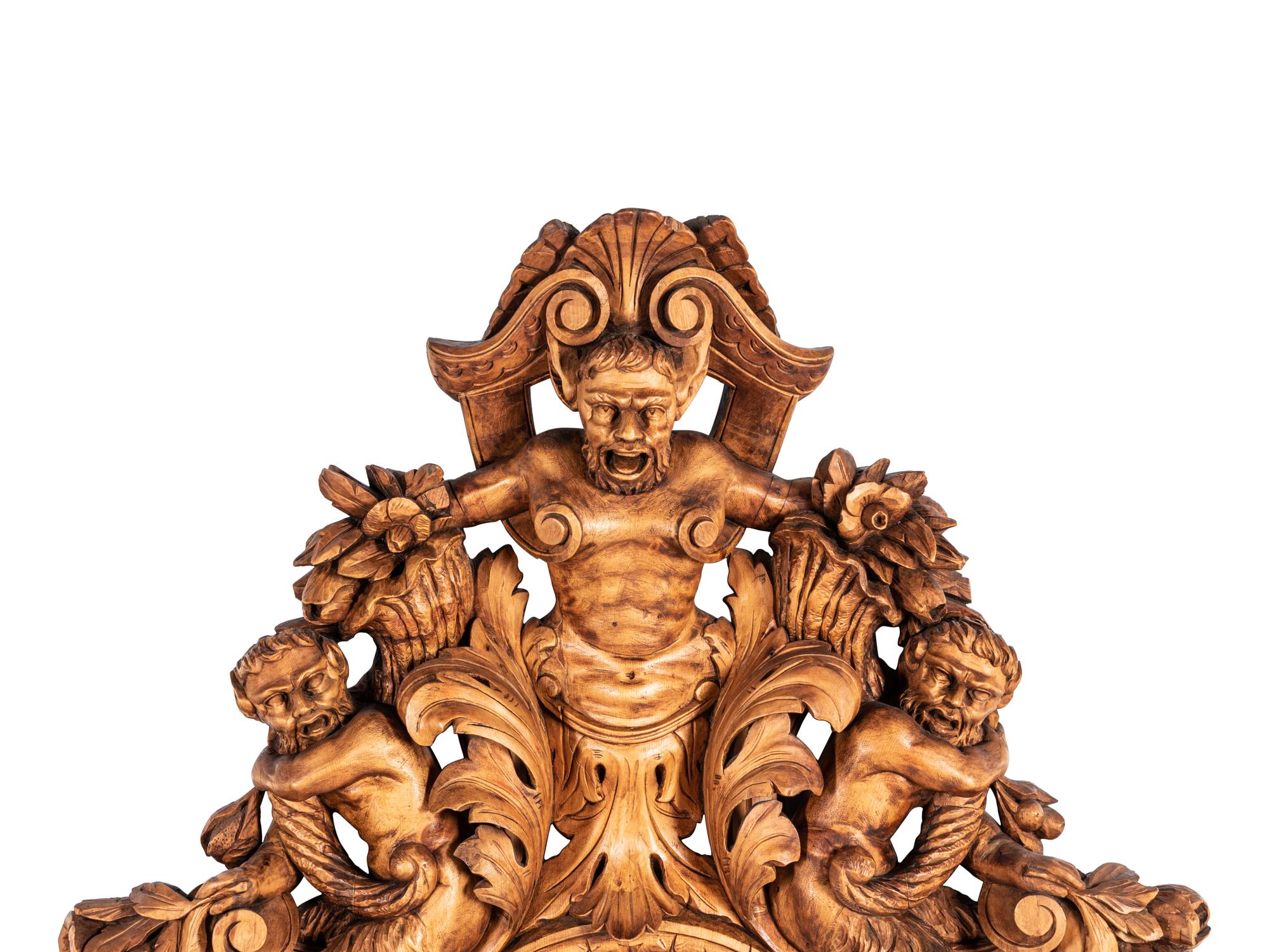A Large Italian Carved Walnut Mirror in the Manner of Valentino Panciera Besarel