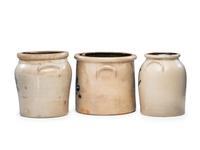 Three Cobalt-Decorated Stoneware Vessels