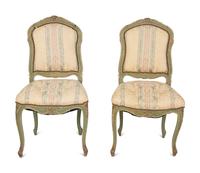 A Pair of Louis XVI Carved and Painted Side Chairs — 20TH CENTURY