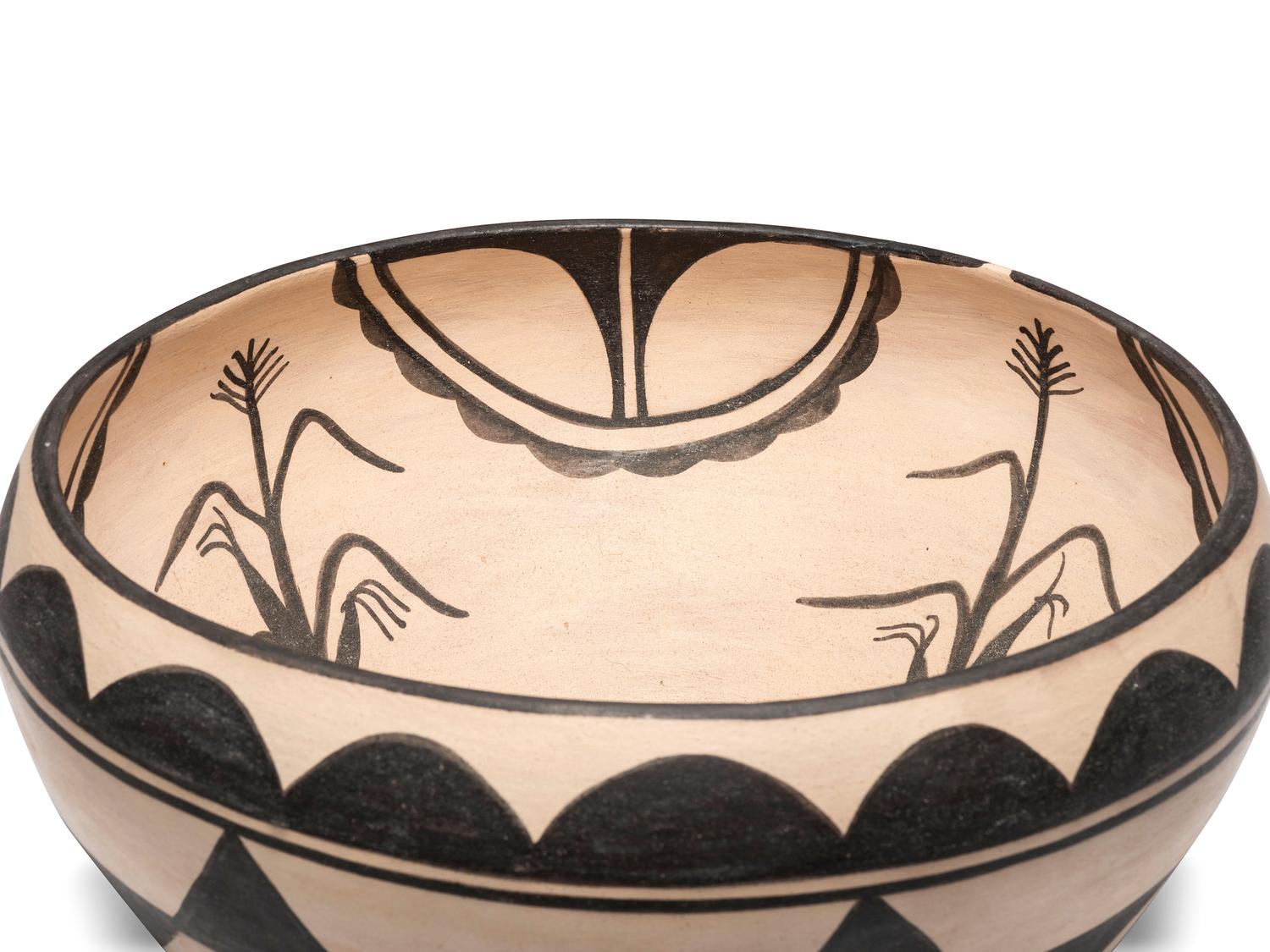 Pottery Dough Bowl, with Corn Stalks
