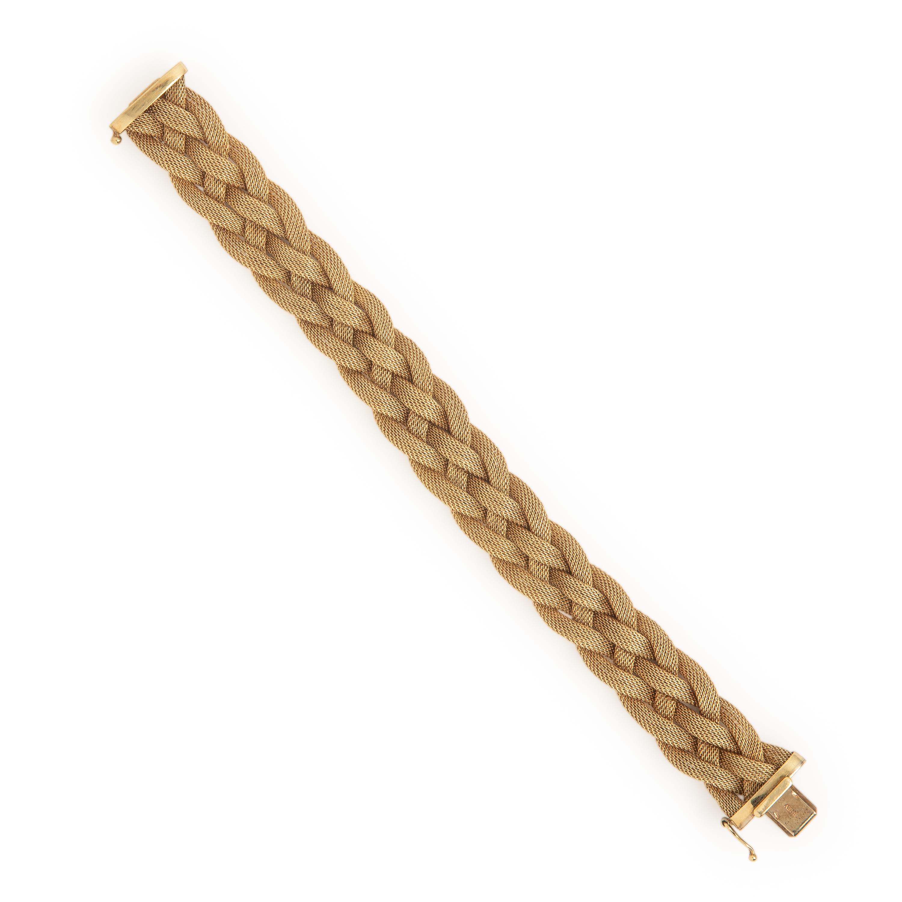 Yellow Gold Braided Mesh Bracelet