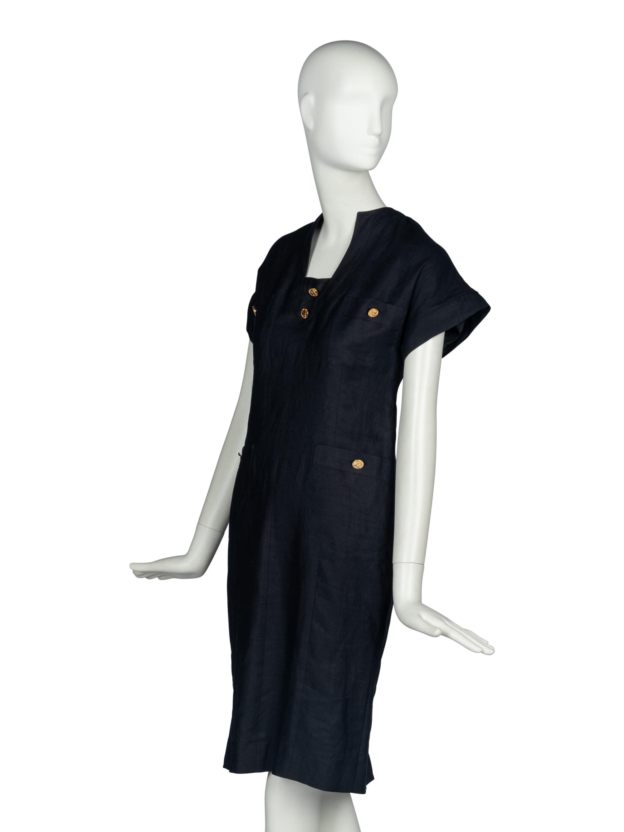 CHANEL BLACK LINEN DRESS
