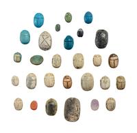 28 Egyptian Faience and Stone Scarabs