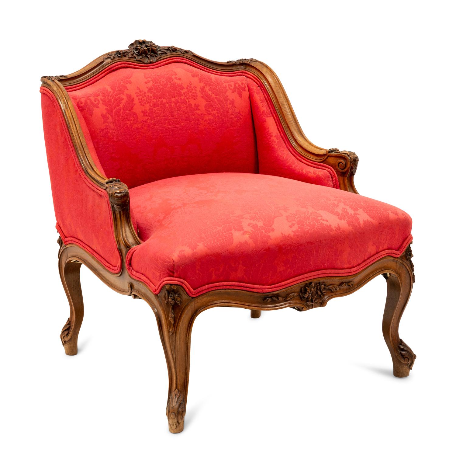 A Louis XV Style Walnut Bergère