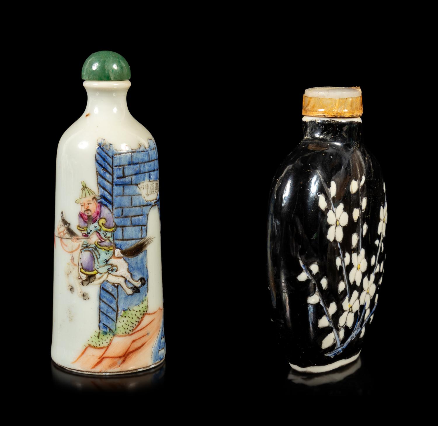 Two Chinese Famille Rose Porcelain Snuff Bottles
