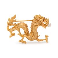 YELLOW GOLD AND CULTURED PEARL DRAGON BROOCH