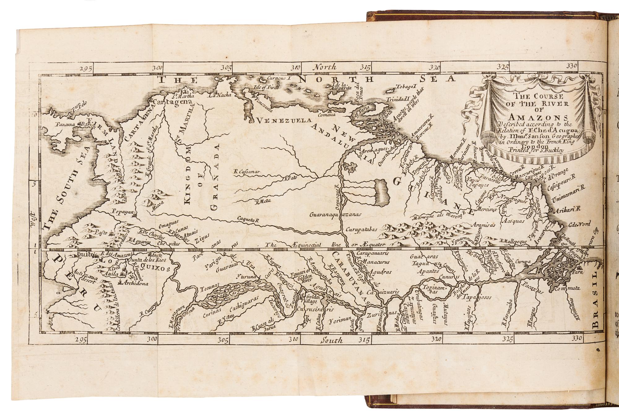 ACUÑA, Cristóbal de (1597-1676?). Voyages and Discoveries in South-America. London, 1698. FIRST EDITION IN ENGLISH.