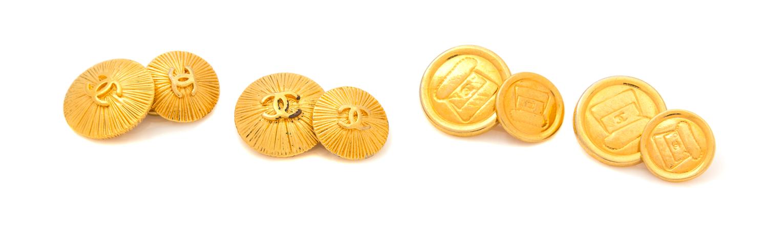 Two Pair of Chanel Cufflinks, .75" diameter.