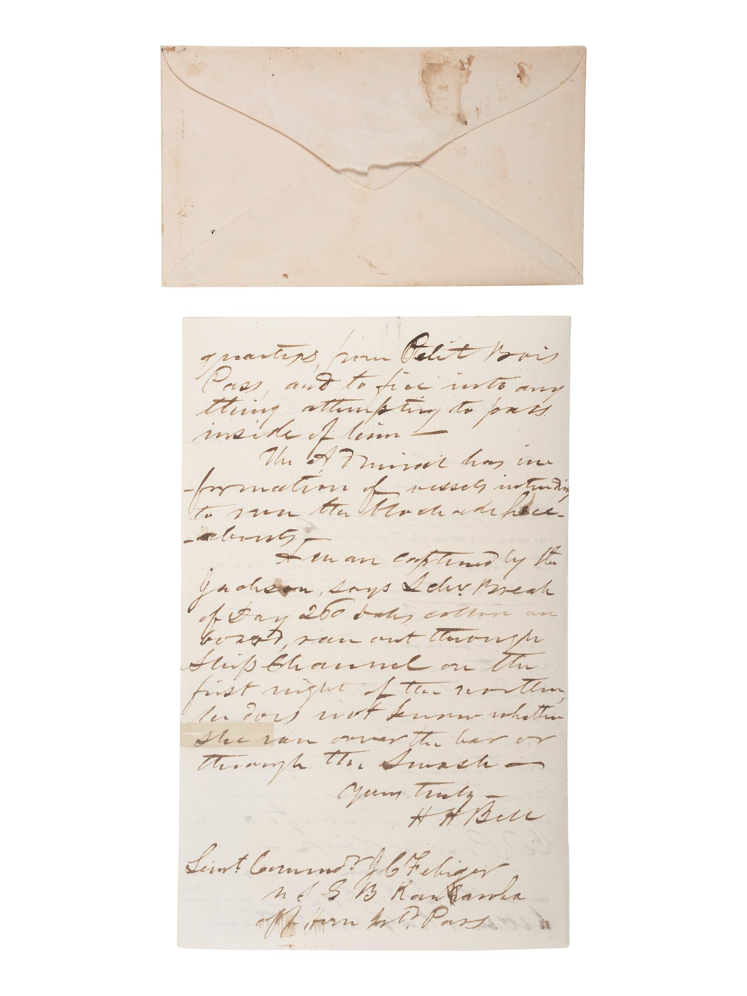 [CIVIL WAR - NAVY]. A group of 2 letters with Mobile Bay interest, including the Battle of Spanish Fort, comprising: