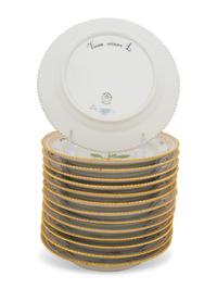A Set of Fourteen Royal Copenhagen Flora Danica Salad Plates