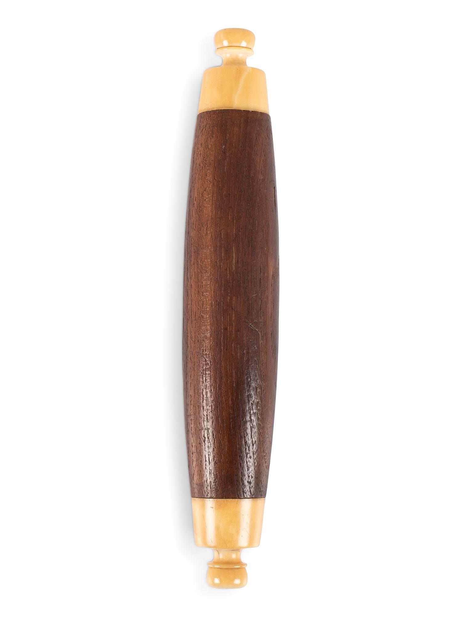 A Scrimshaw and Walnut Rolling Pin