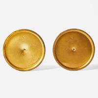 Louis C. Tiffany Furnaces, Inc. (American, active 1920-1928) Two Red or Pink Glass and Enamel Candlesticks, New York, NY, 1920s
