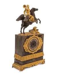 A Louis Philippe Gilt Bronze and Steel Figural Mantel Clock