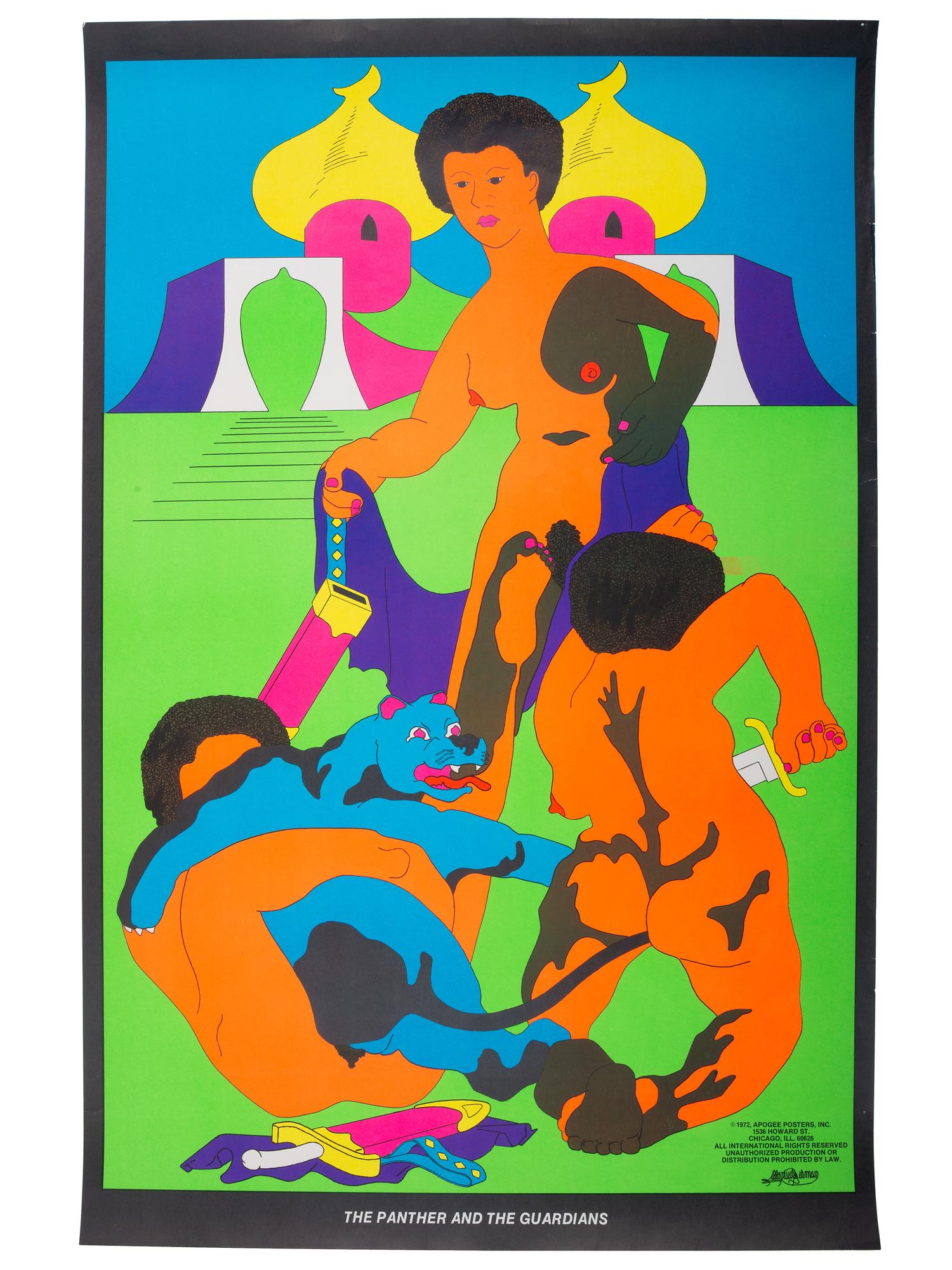 [BLACK POWER]. A group of 7 Black Power blacklight/Day-Glo posters including a velvet example.