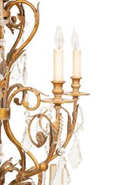 An Italian Gilt Metal and Cut Glass Ten-Light Chandelier