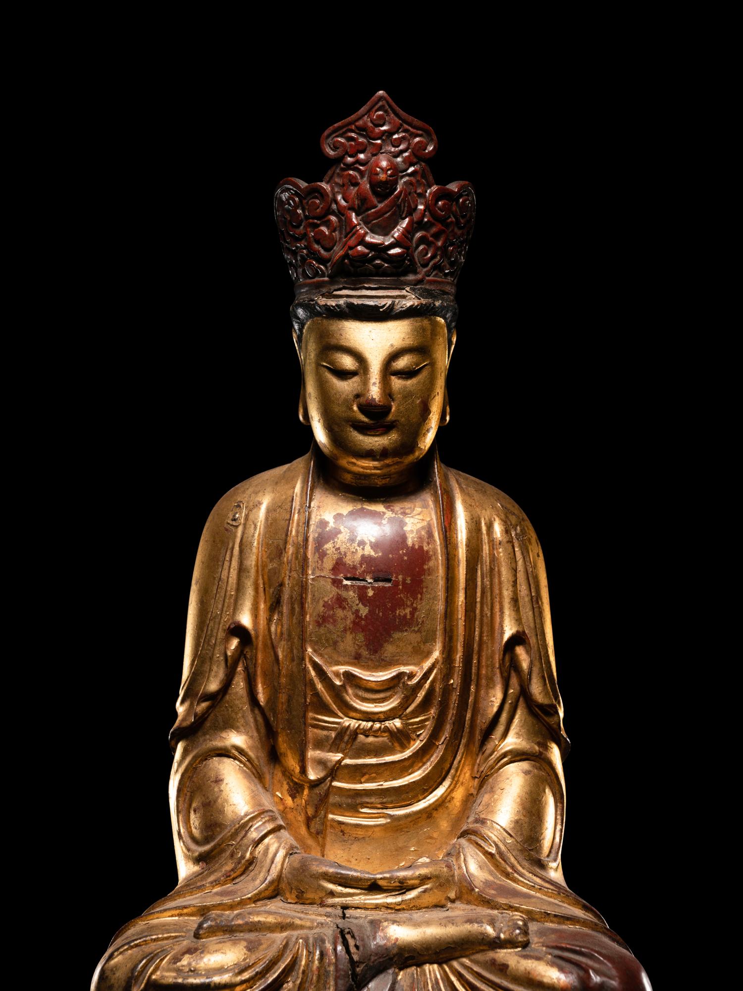 Two Vietnamese Gilt Lacquer Wood Buddhist Figures