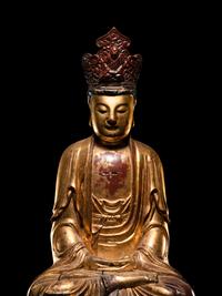 Two Vietnamese Gilt Lacquer Wood Buddhist Figures