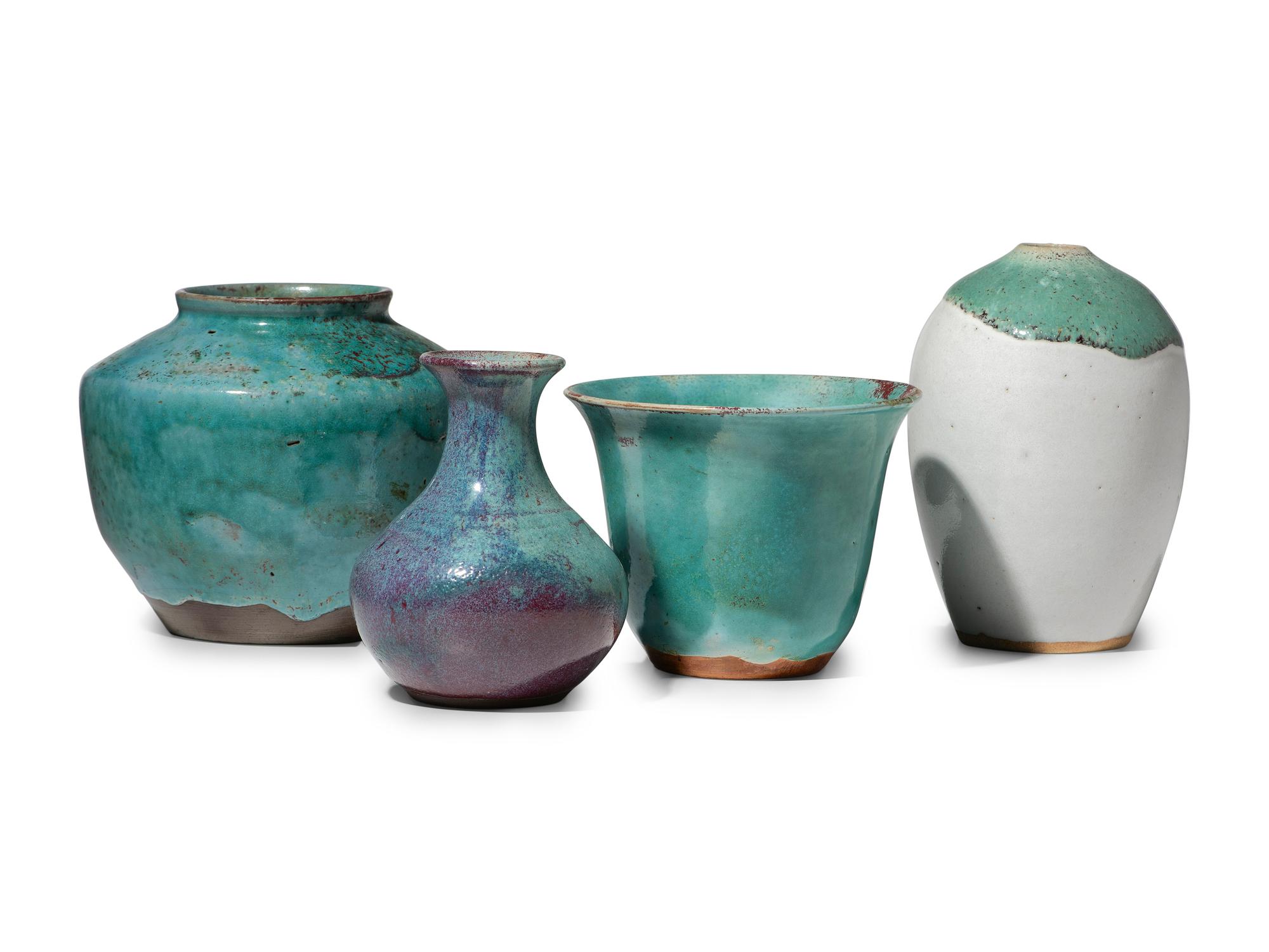 Four Jugtown Pottery Chinese Vases
