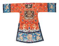 A Chinese Apricot Ground Embroidered Lady's Robe