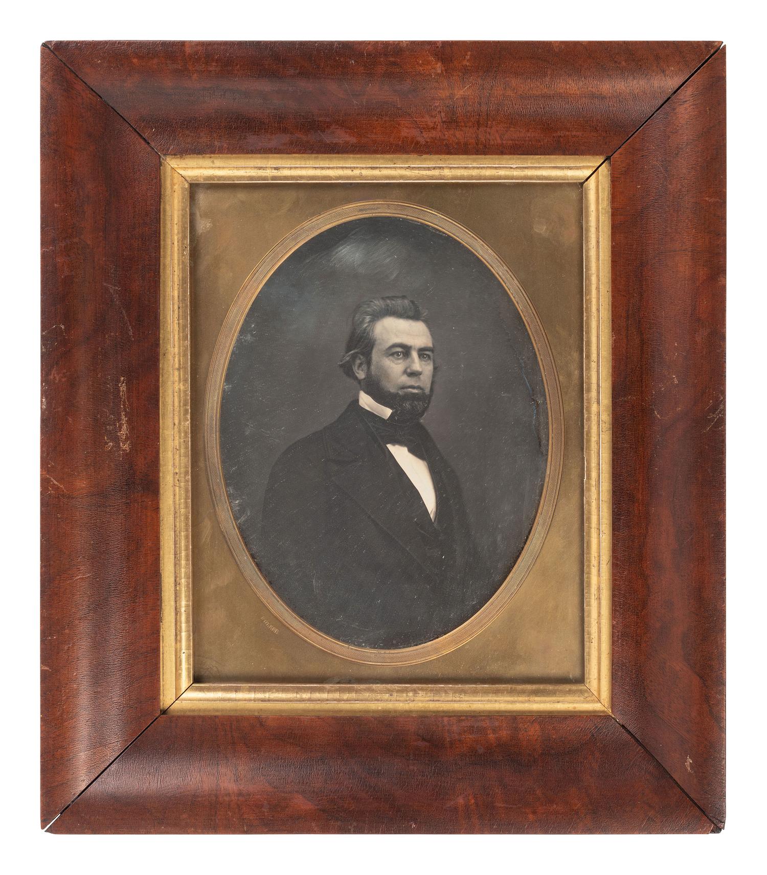 [EARLY PHOTOGRAPHY]. 2 whole plate daguerreotypes, incl. portrait of a man by FULLER.