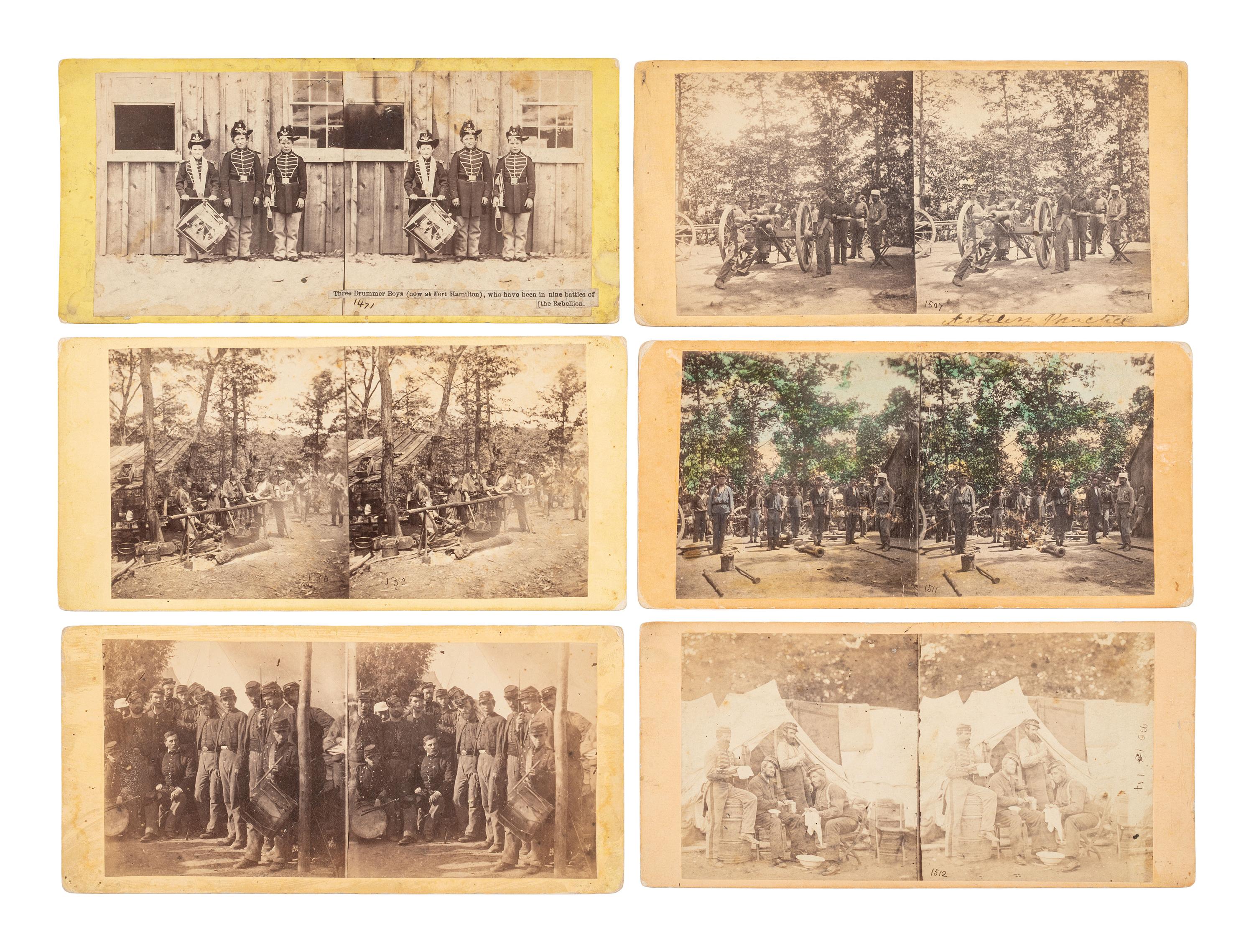 [CIVIL WAR]. A group of 23 fine early war views, incl. camp scenes, artillery, and battlefield images.